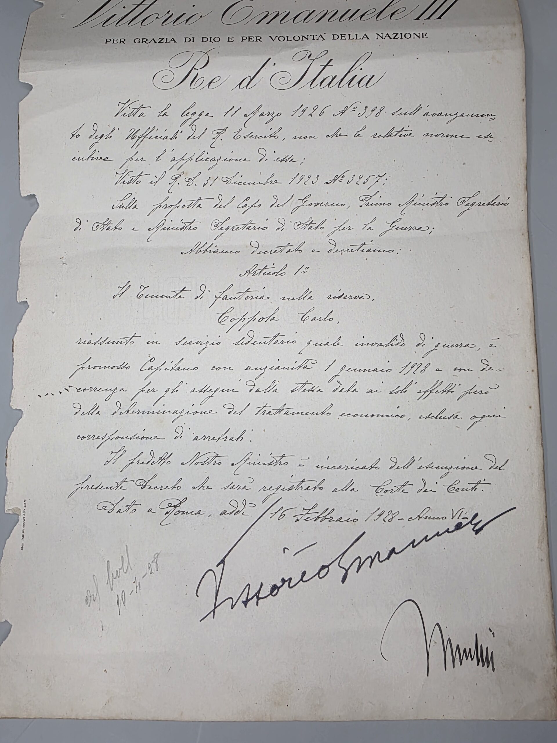 Benito Mussolini signature