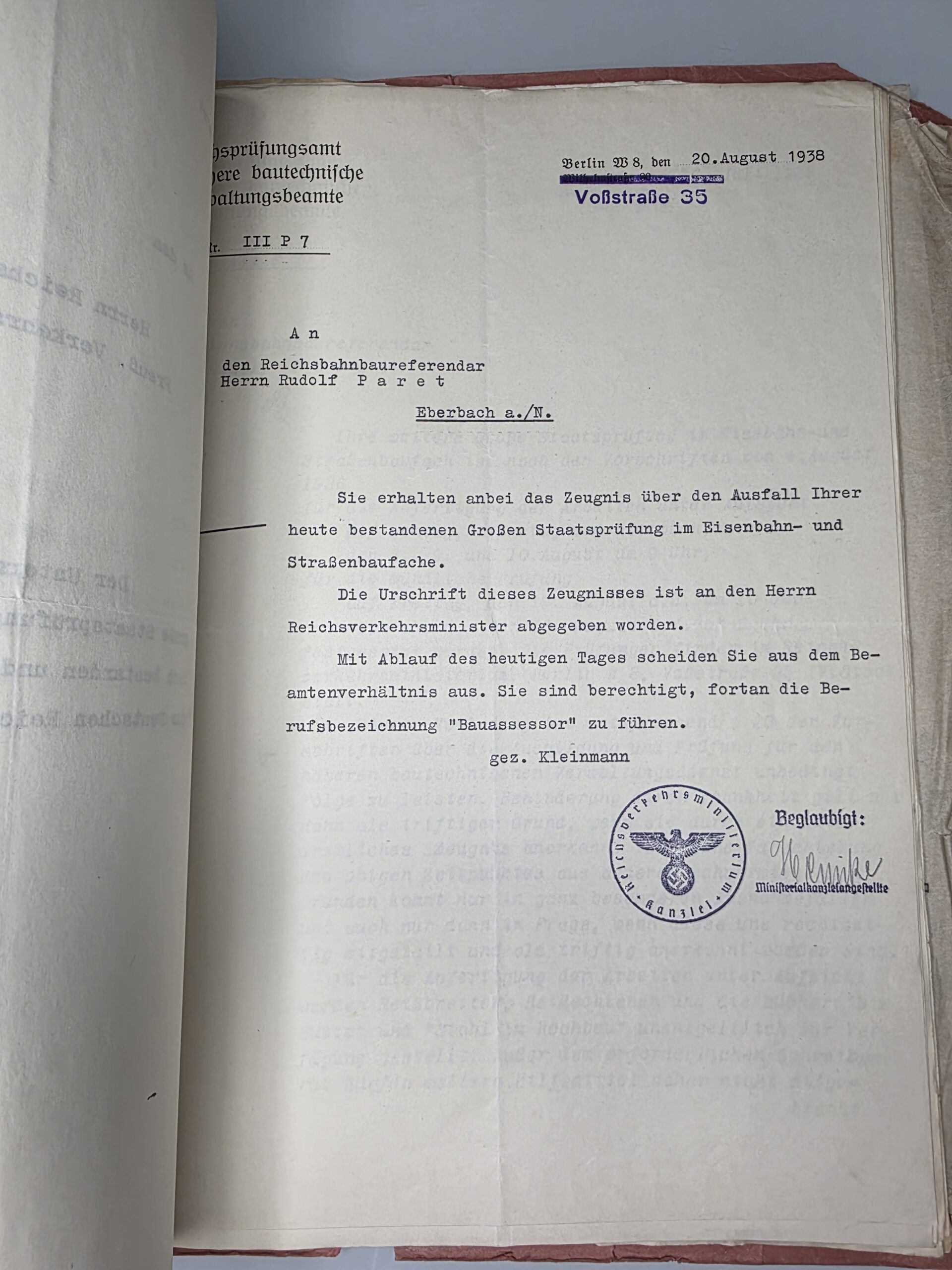 Rudolf Paret Reichsbahn, SA & Wehrmacht Galicia Document Estate - Image 7