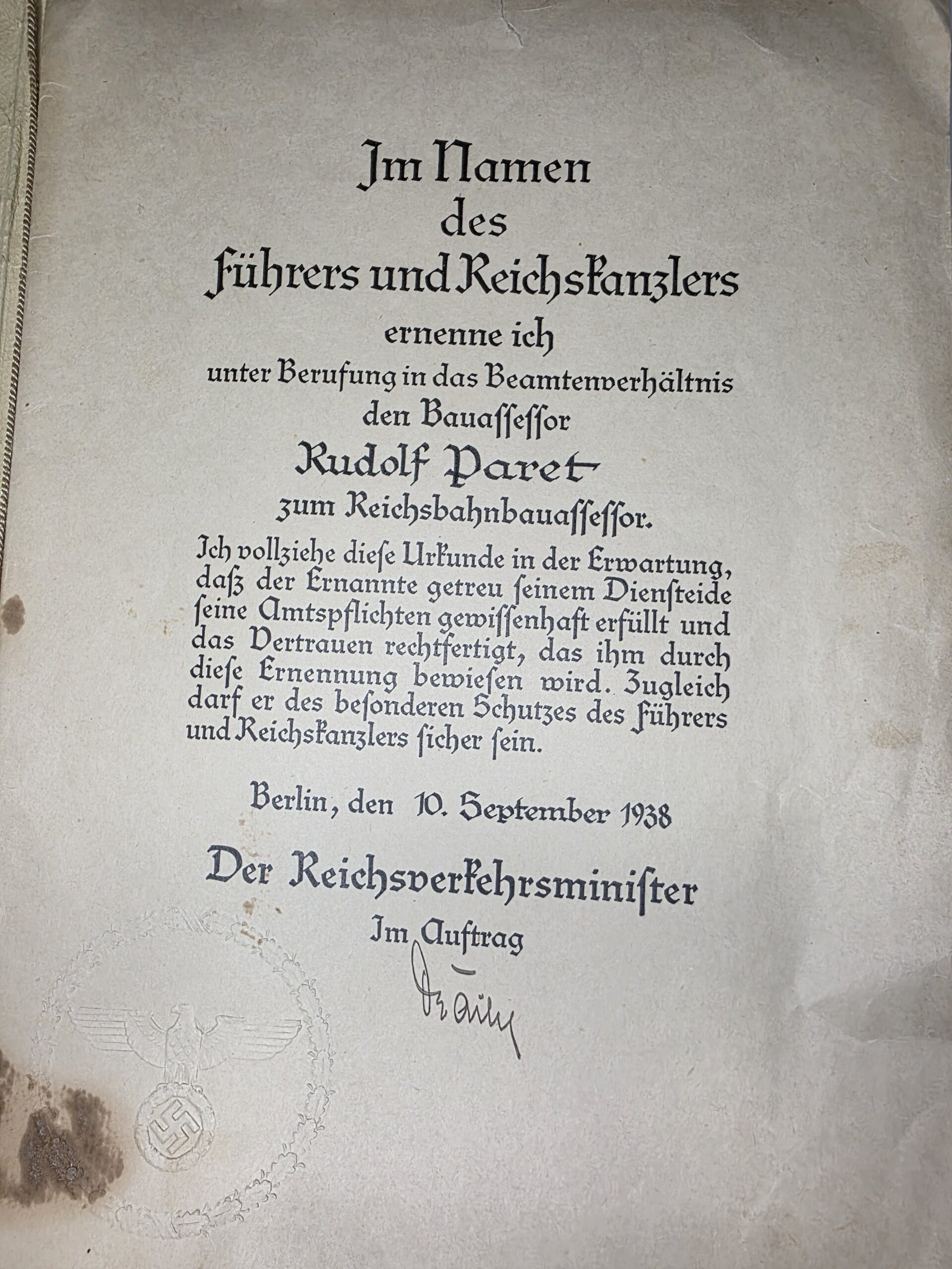 Rudolf Paret Reichsbahn, SA & Wehrmacht Galicia Document Estate - Image 10