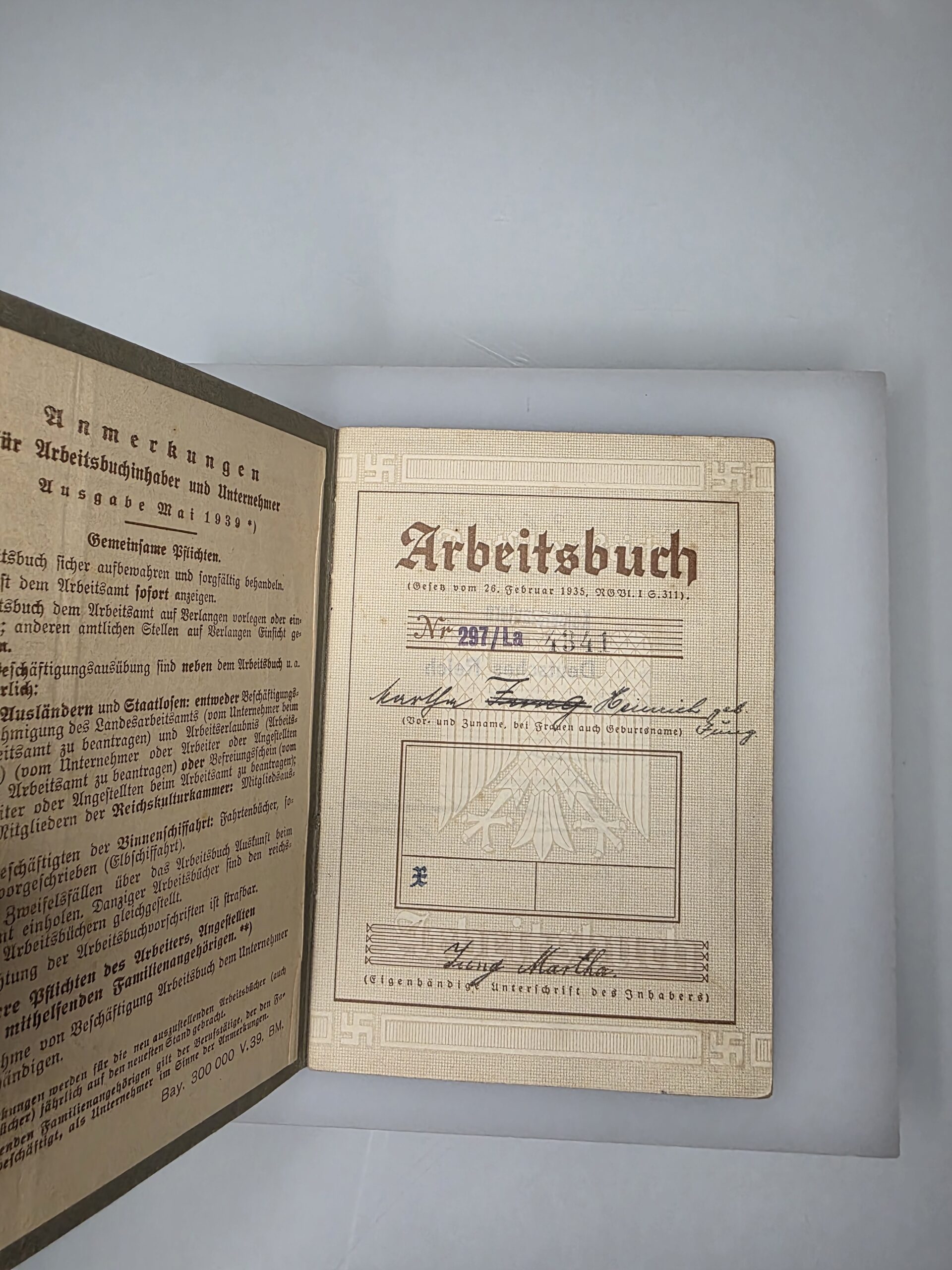 Heinrich Jung German Arbeitsbuch, Kaiserslautern–Landstuhl, 1936 - Image 2