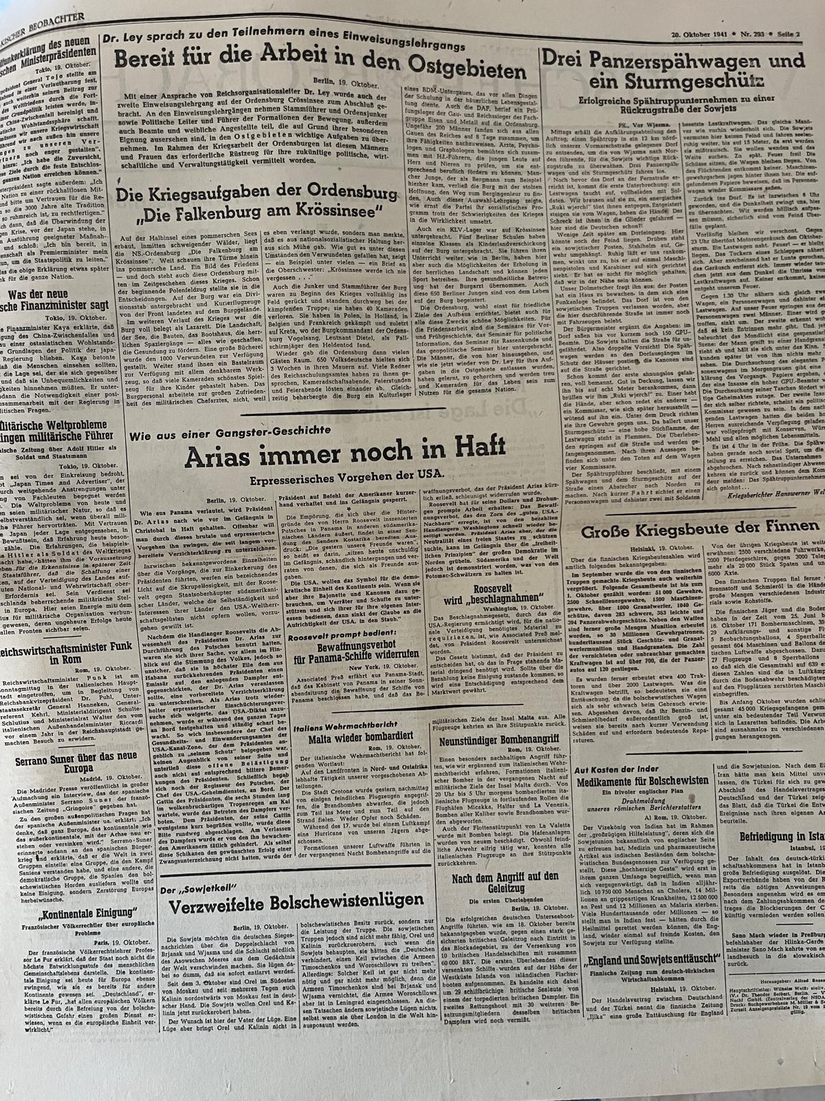 Völkischer Beobachter 9 November 1941 Berlin Edition – Munich Speech, Eastern Front & Luftwaffe Reports - Image 3