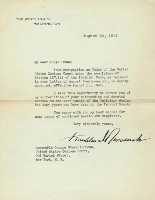Franklin D. Roosevelt Certified Signed Letter 1941 White House Document