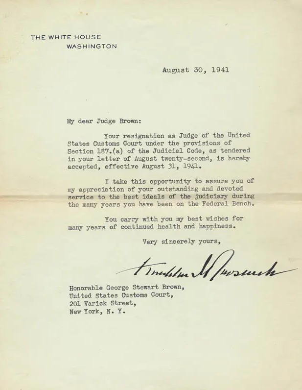 Franklin D. Roosevelt Certified Signed Letter 1941 White House Document
