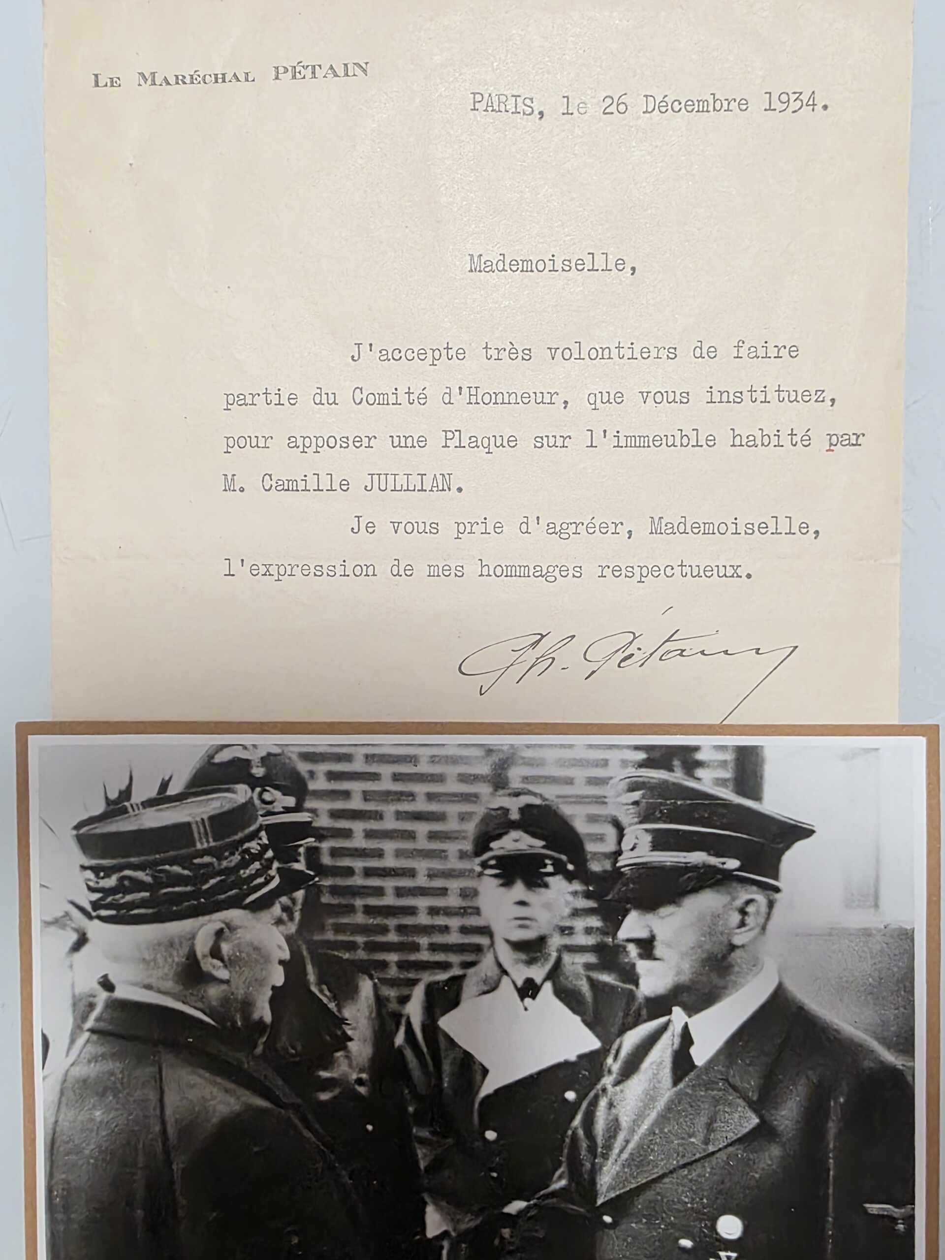 Original Philippe Pétain signed letter 1934 Vichy France leader Original Philippe Pétain signed letter 1934 Vichy France leader