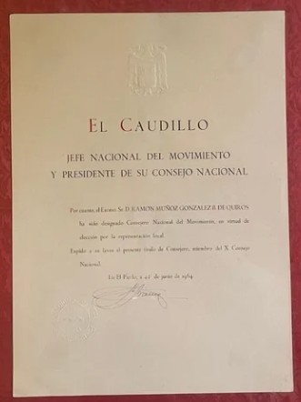 Francisco Franco signed Council of the Movement document 1964