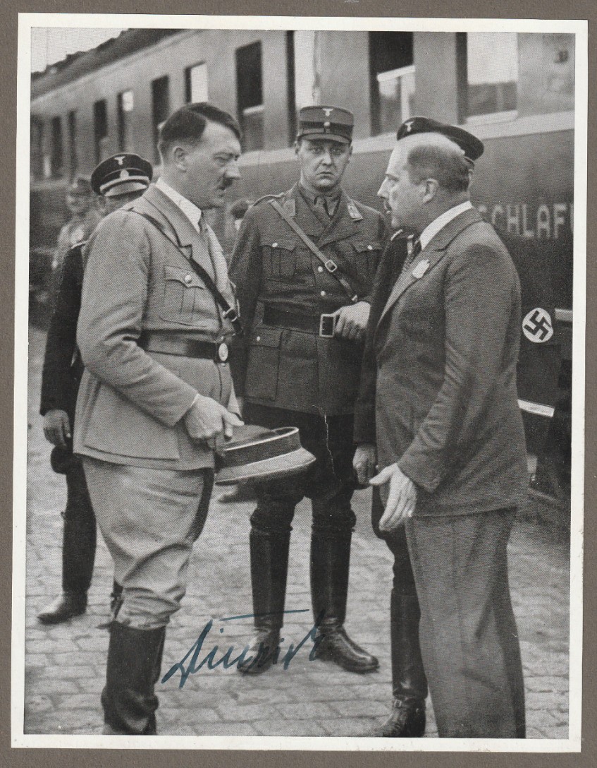 Original Sepp Dietrich signed photograph with Adolf Hitler 1936