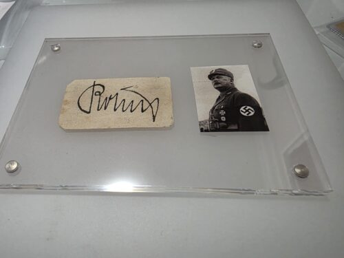 Original Ernst Röhm cut signature in acrylic display