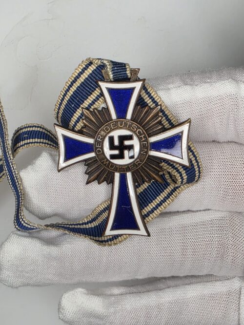 Original WWII German Mother’s Cross in Bronze 1938 with Ribbon