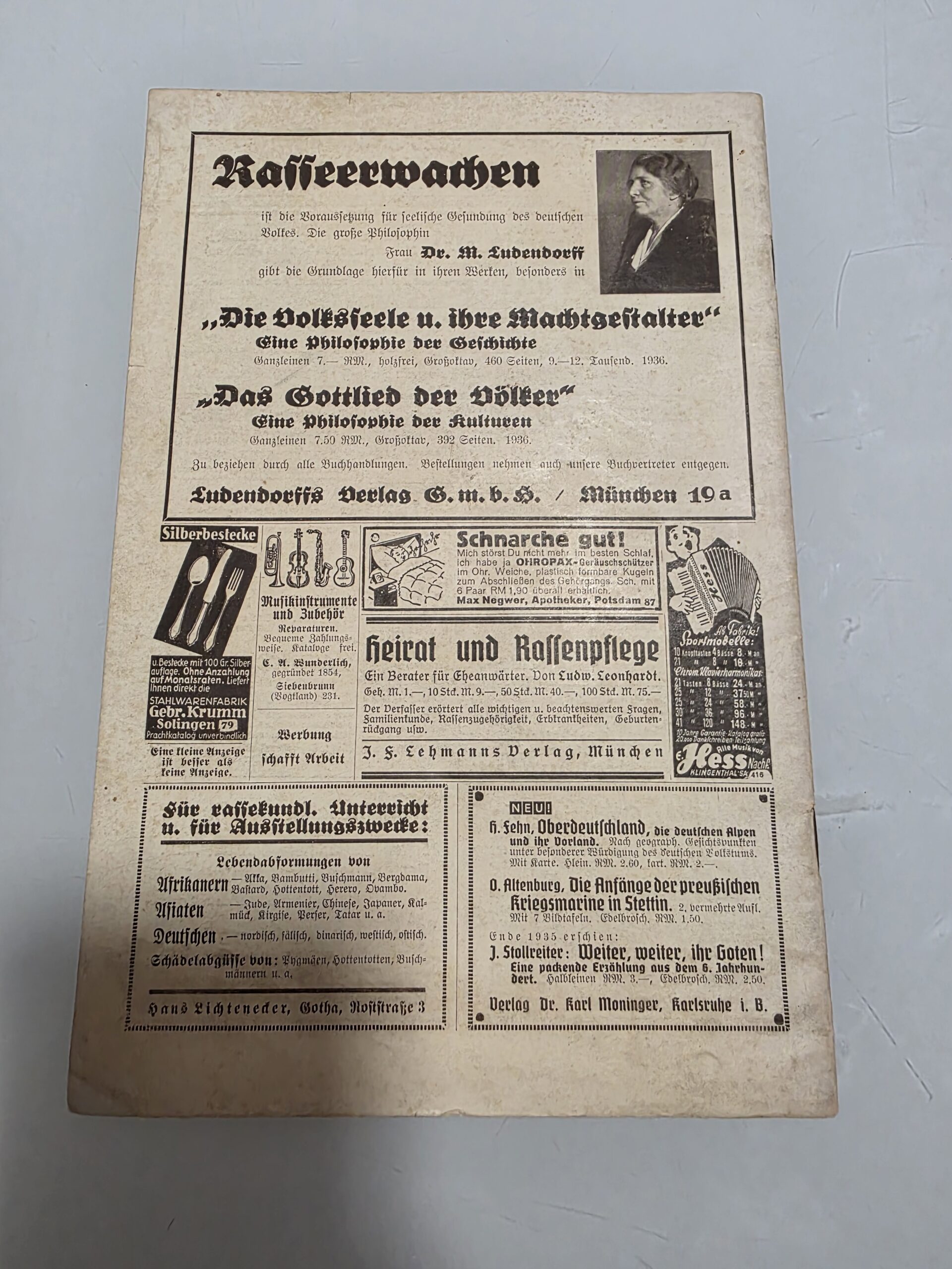 Volk und Rasse 1936 – Original Berlin Olympics Issue + Luftwaffe Song Sheet - Image 3