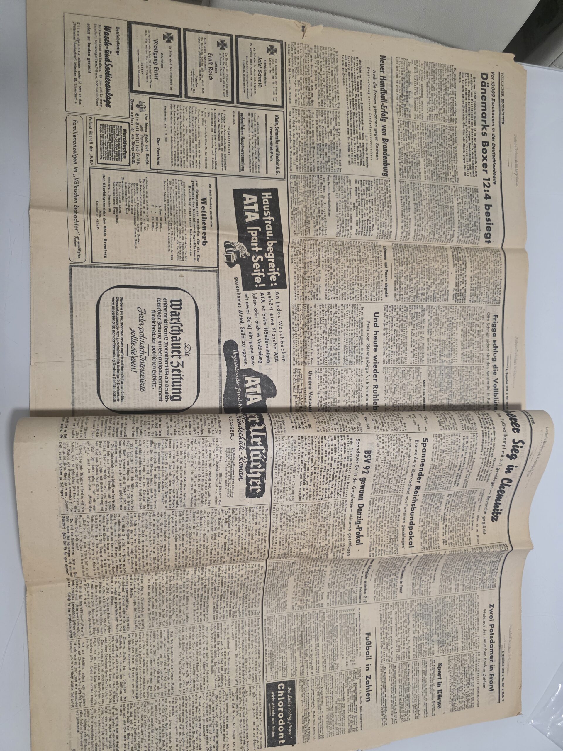 Original WWII German Newspapers 1939 & 1941 – Völkischer Beobachter + Chemnitzer Tageszeitung - Image 7