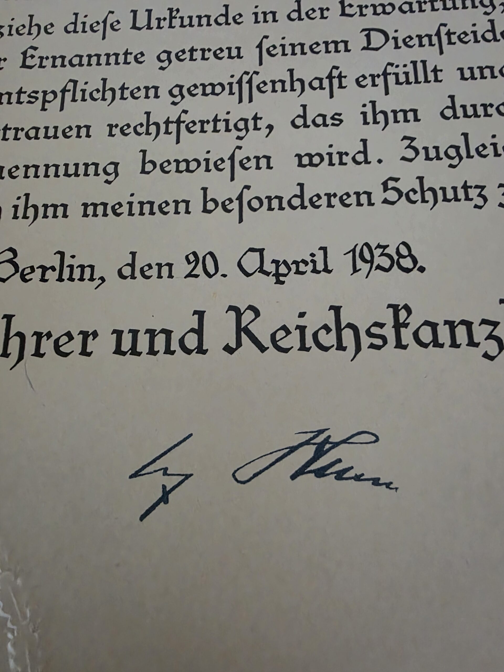 Original 1938 Joseph Goebbels Signed Appointment Document – Hitler Facsimile - Image 3