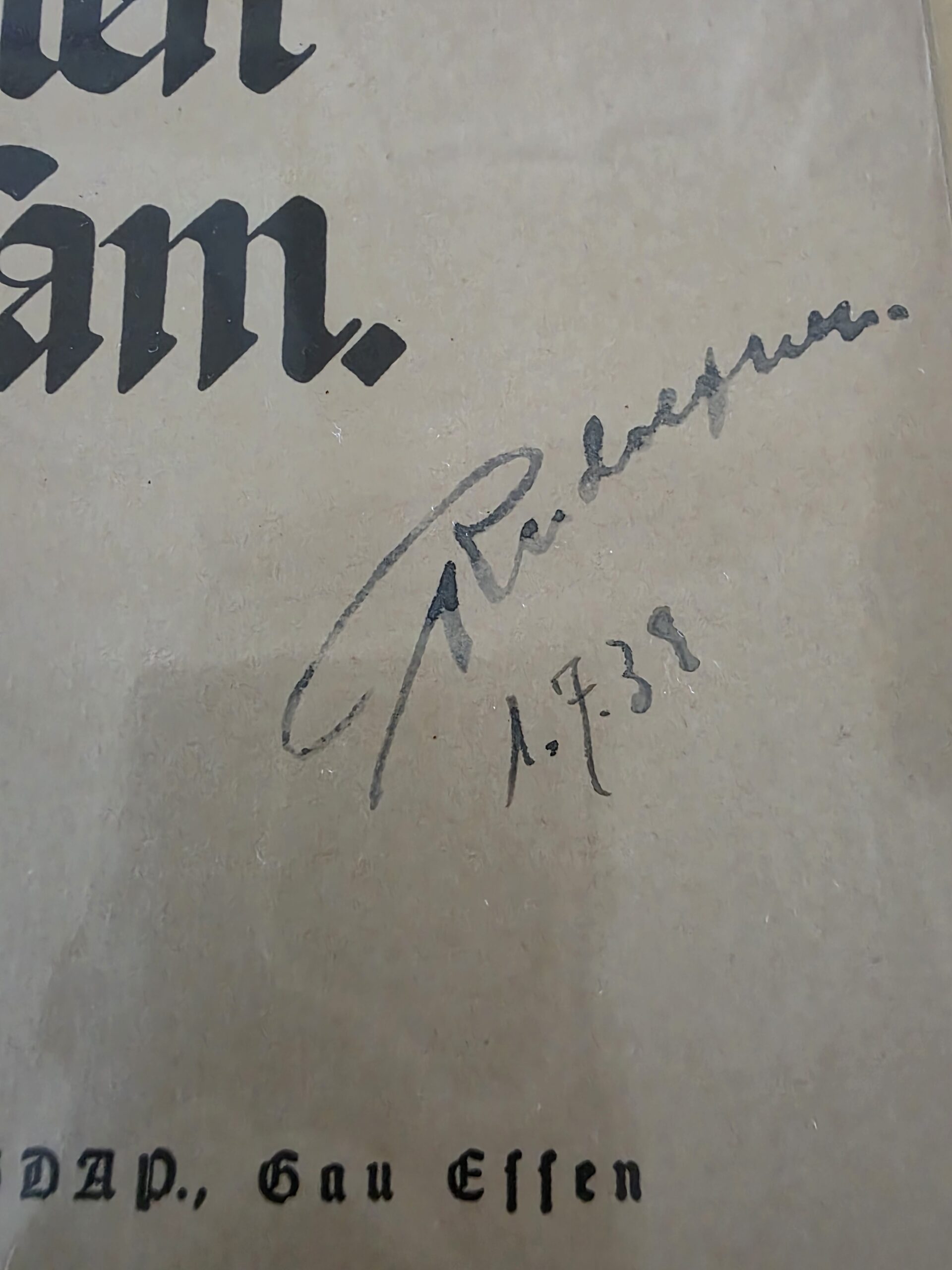 Rudolf Hess Autograph – Signed NSDAP Wochenspruch Poster, 1938 - Image 2