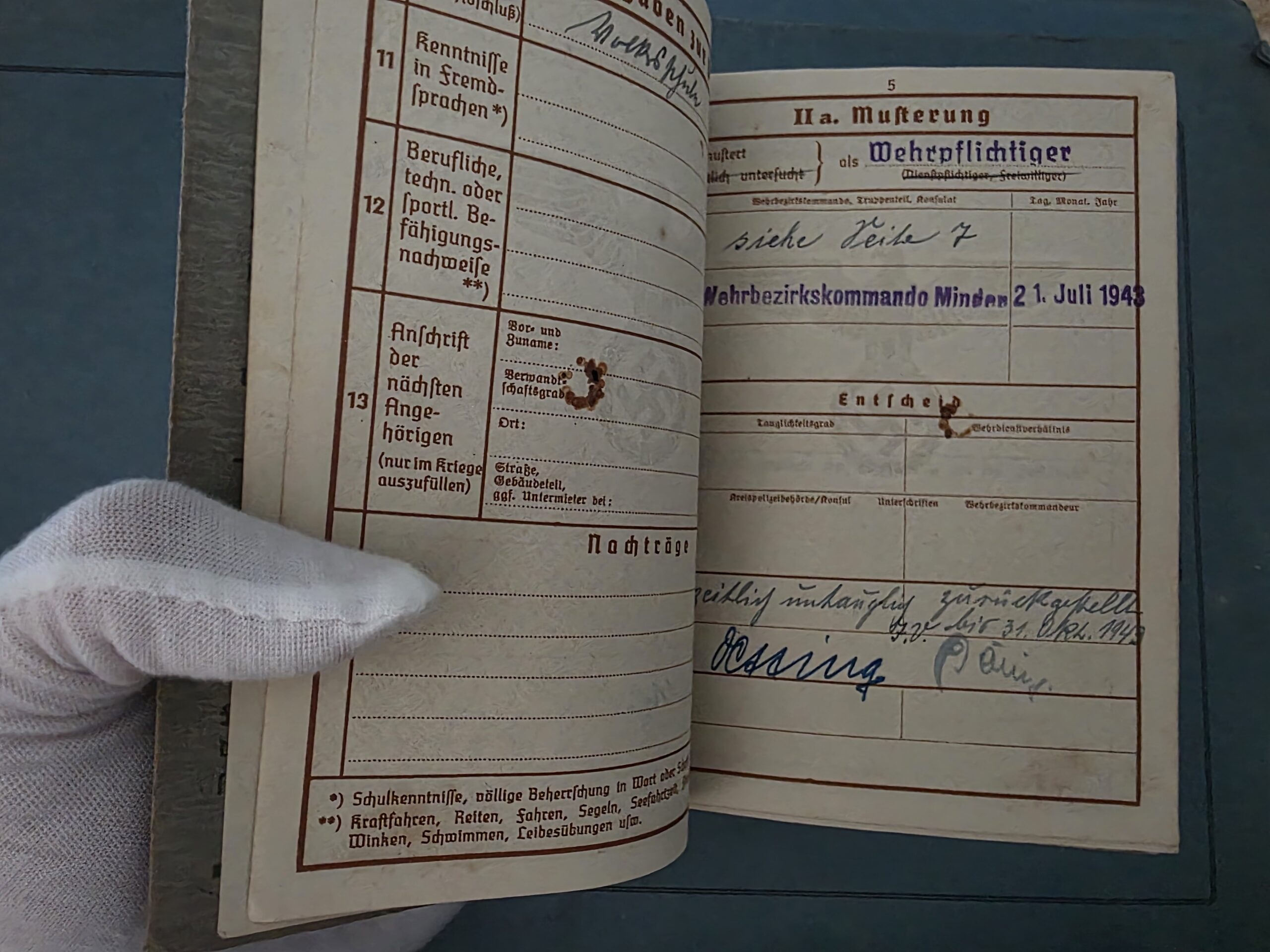 Kriegsmarine Wehrpass – Original WWII German Military Book, 1943 - Image 3
