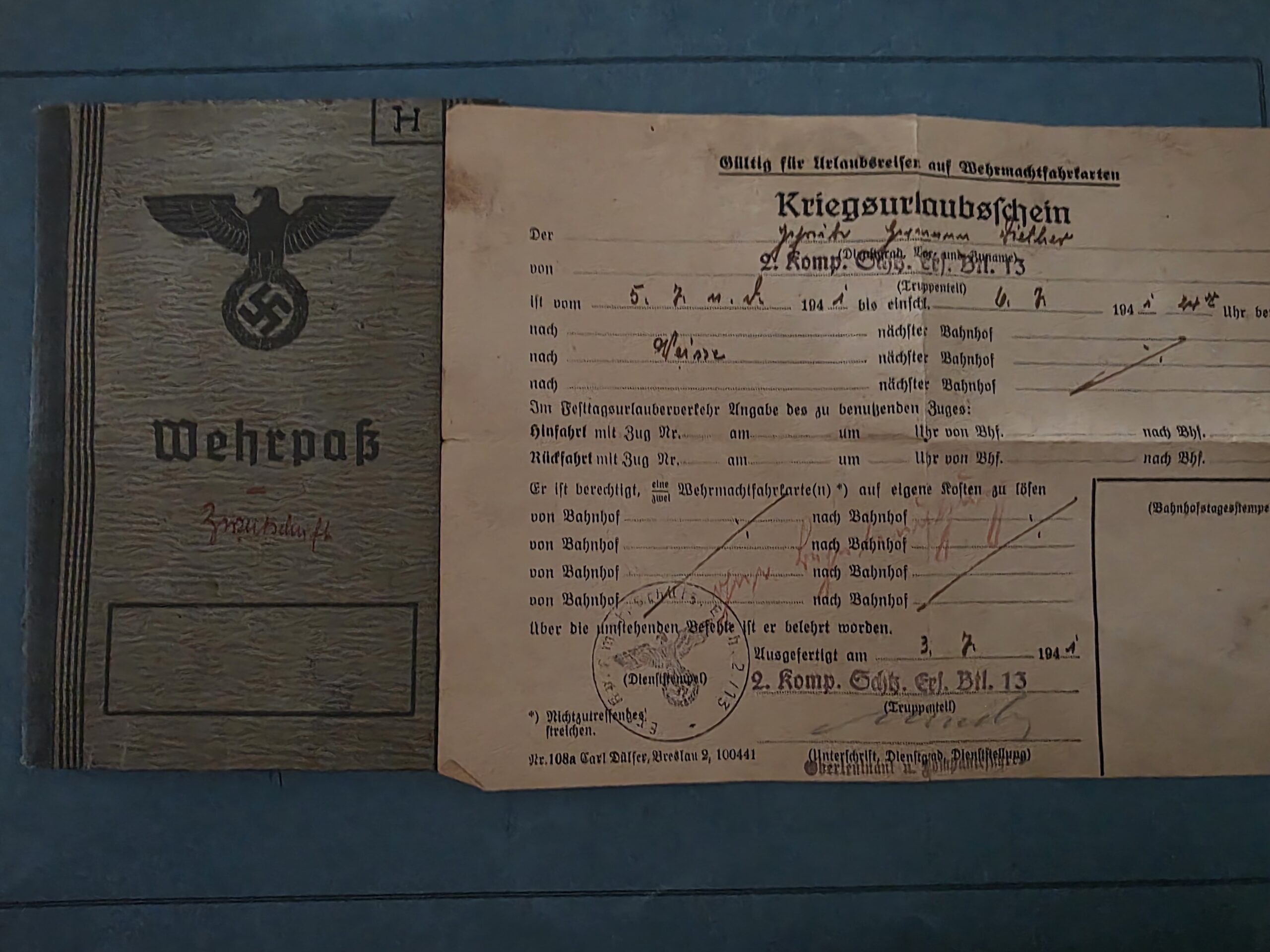 WWII German Wehrpass 1941 Jakob Otto Habel