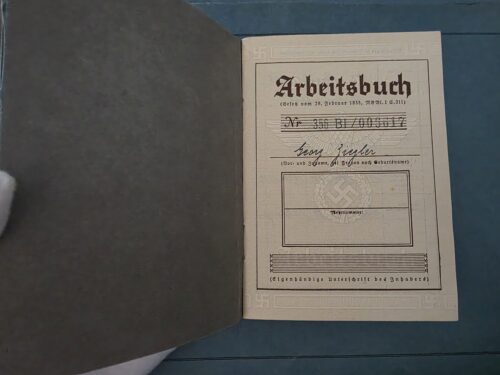 WWII German Arbeitsbuch original Deutsches Reich employment book