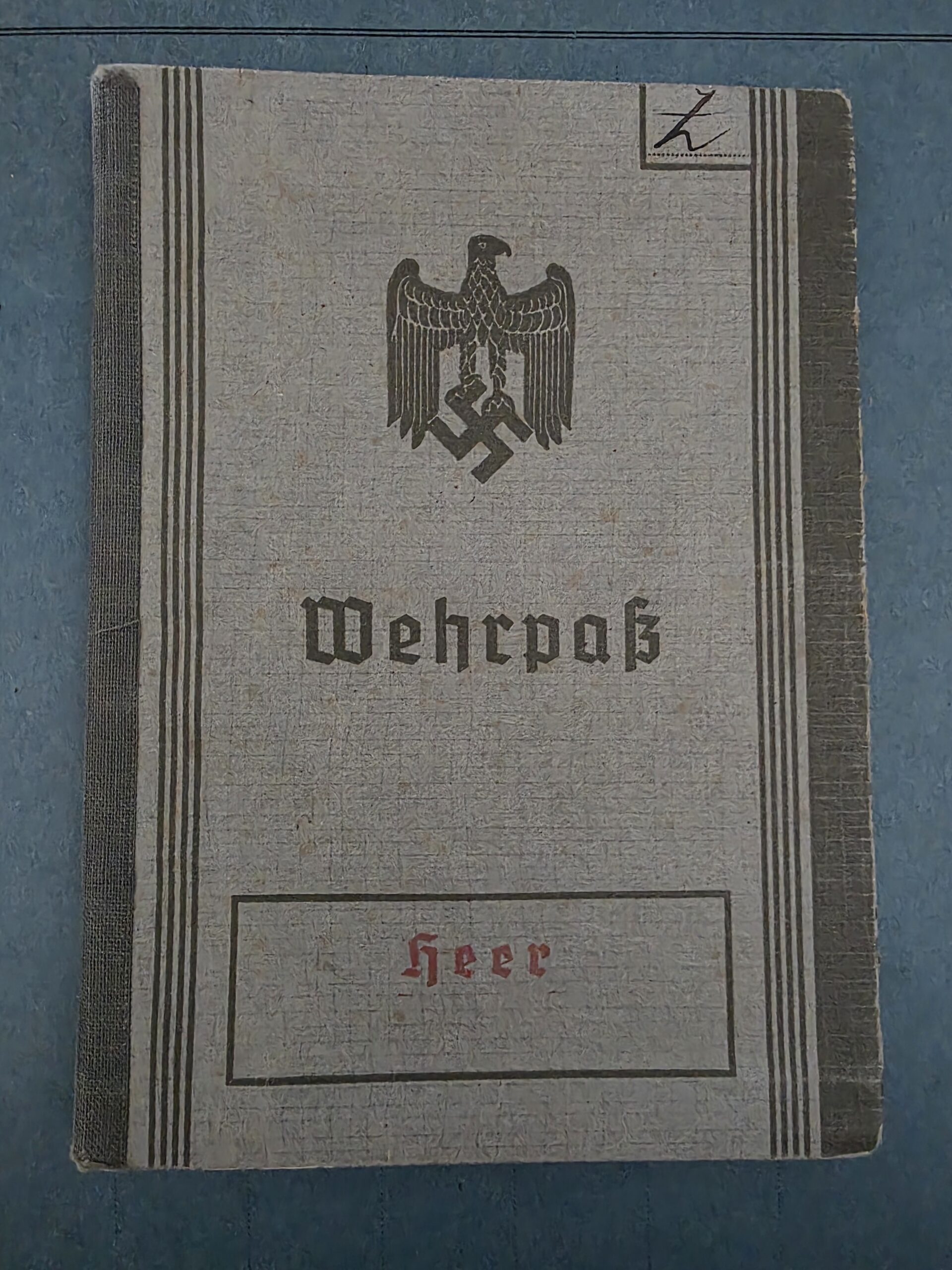 WWII German Heer Wehrpass – Johann Georg Zingler WWII German Wehrpass Heer Landwehr I military document