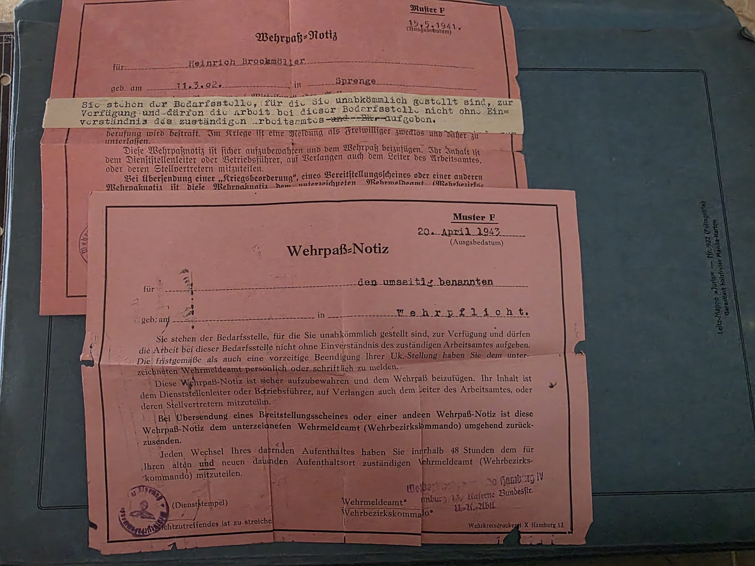 WWII German Wehrpass – Heinrich Brockmöller UK Exemption Papers 1940–43 - Image 9