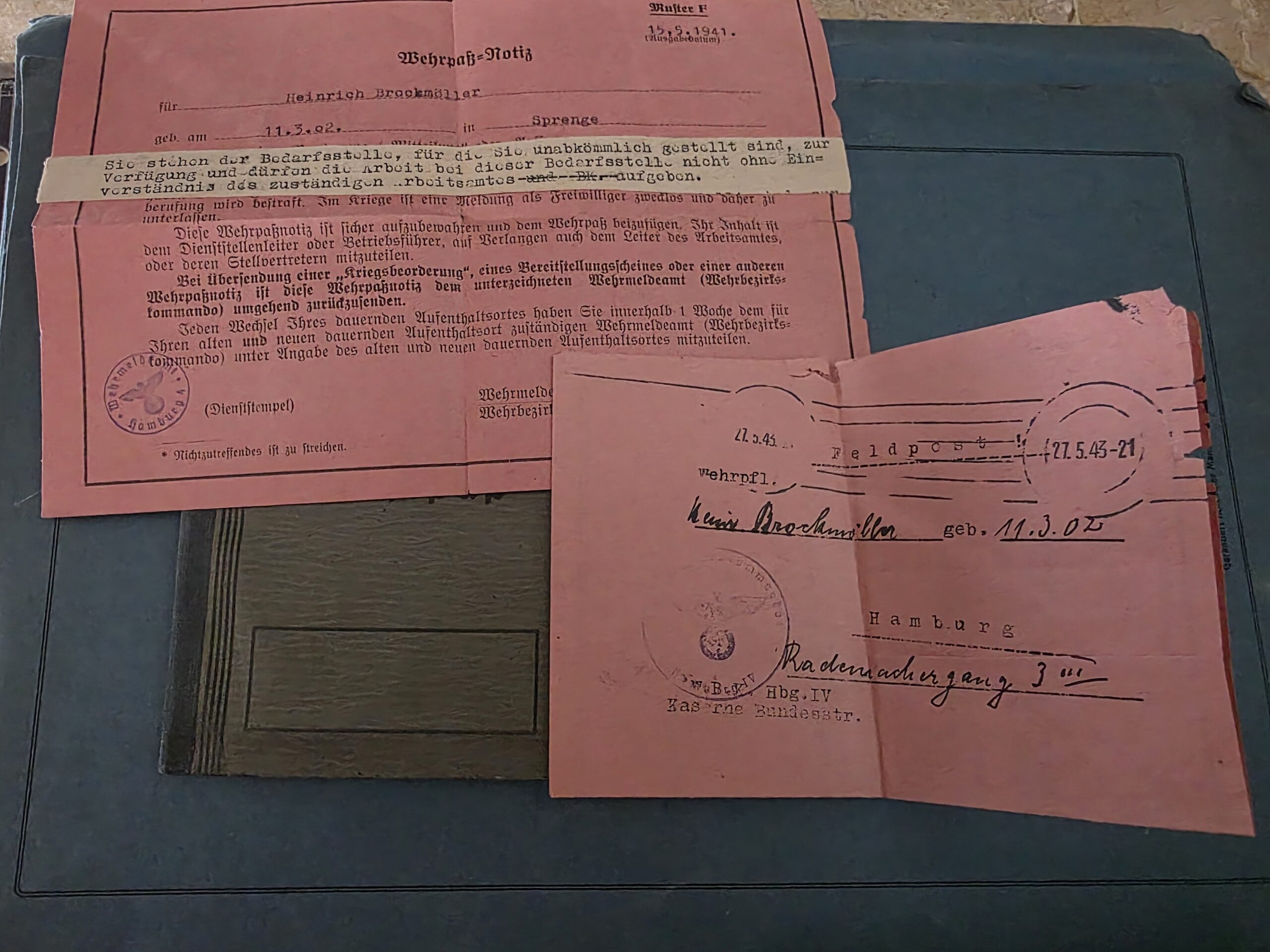 WWII German Wehrpass – Heinrich Brockmöller UK Exemption Papers 1940–43 - Image 2