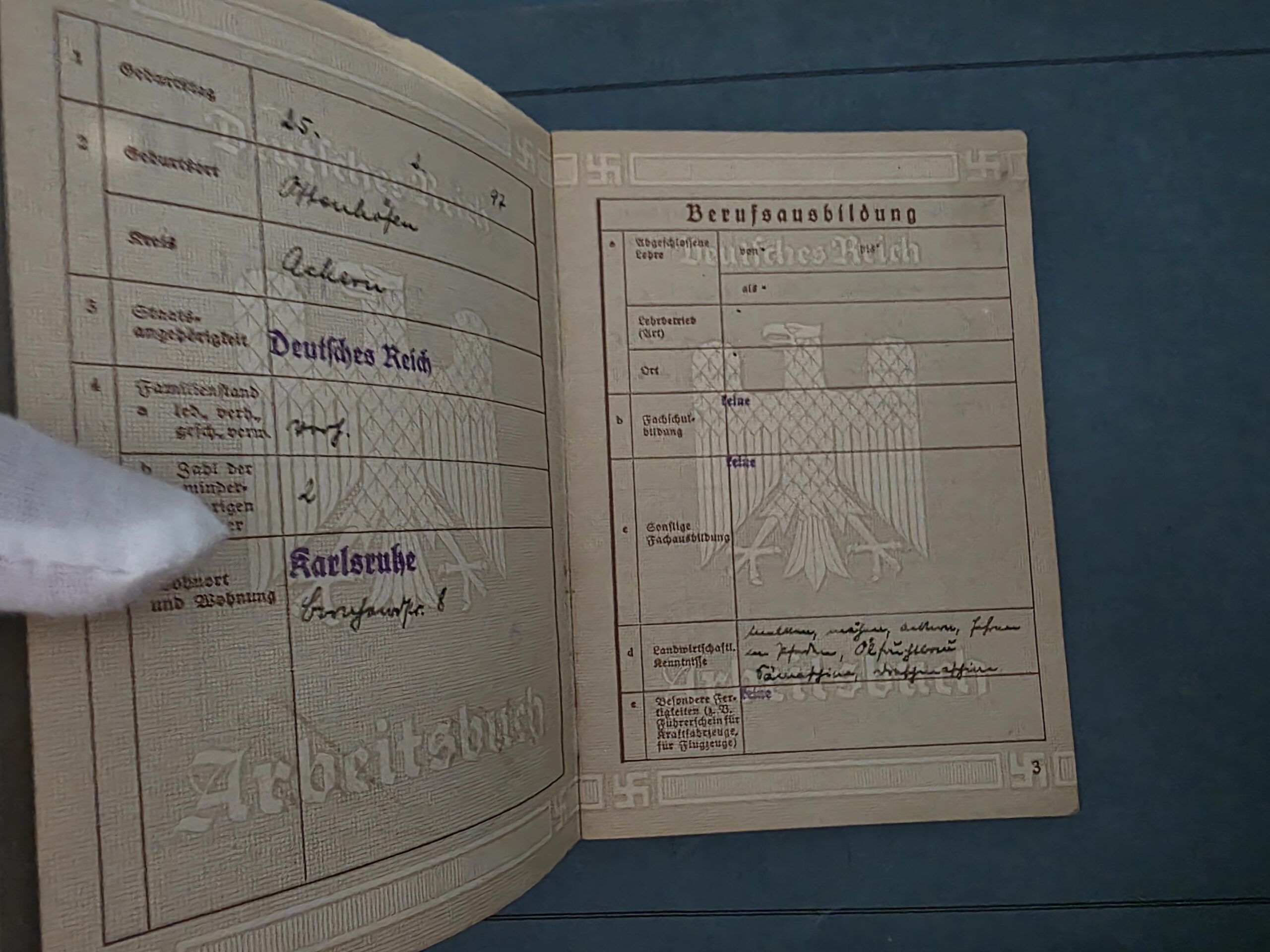 Original German Arbeitsbuch – Wilhelm Hils, Karlsruhe, 1st Pattern - Image 5