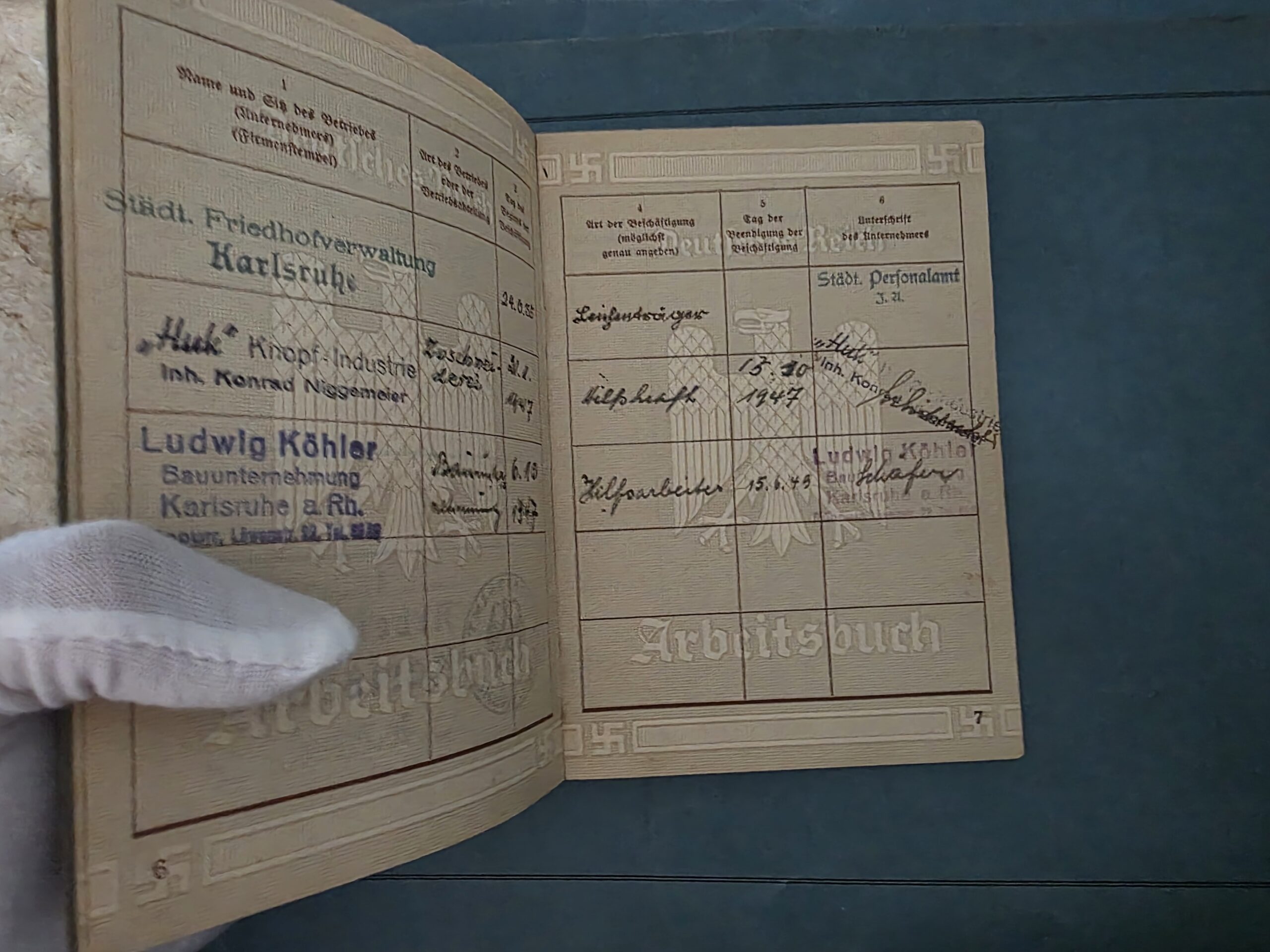 Original German Arbeitsbuch – Wilhelm Hils, Karlsruhe, 1st Pattern - Image 4