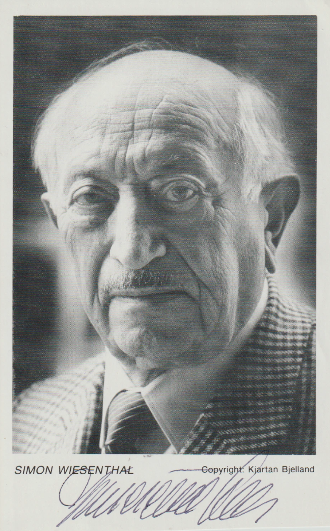 Simon Wiesenthal autograph photo Kjartan Bjelland