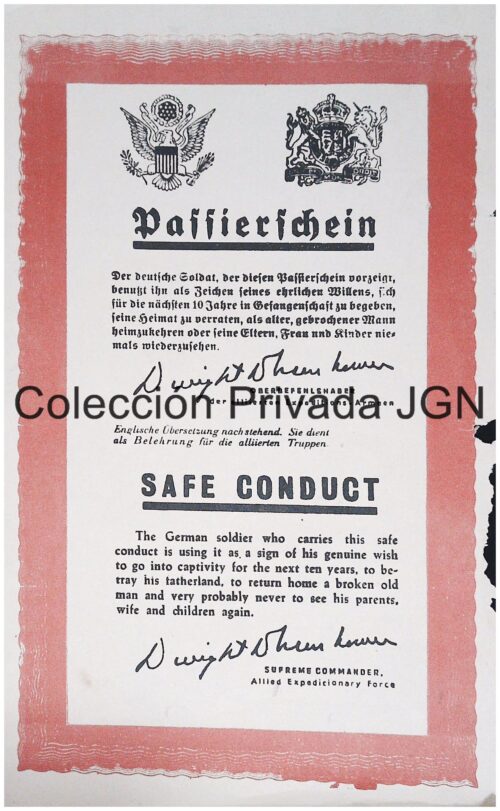 German Skorpion Counter-Propaganda WWII Safe Conduct Pass 1944