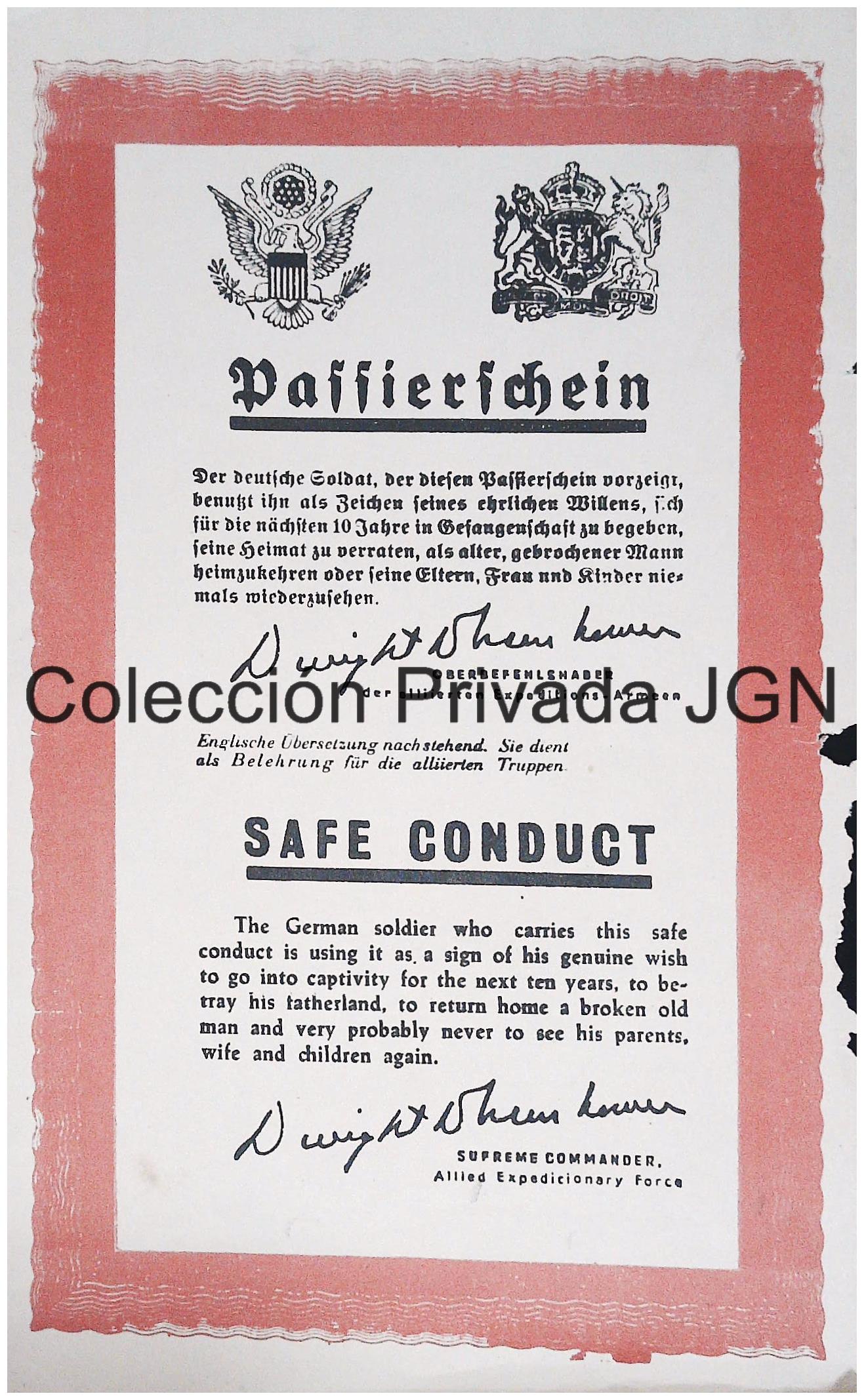 German Skorpion Counter-Propaganda WWII Safe Conduct Pass 1944