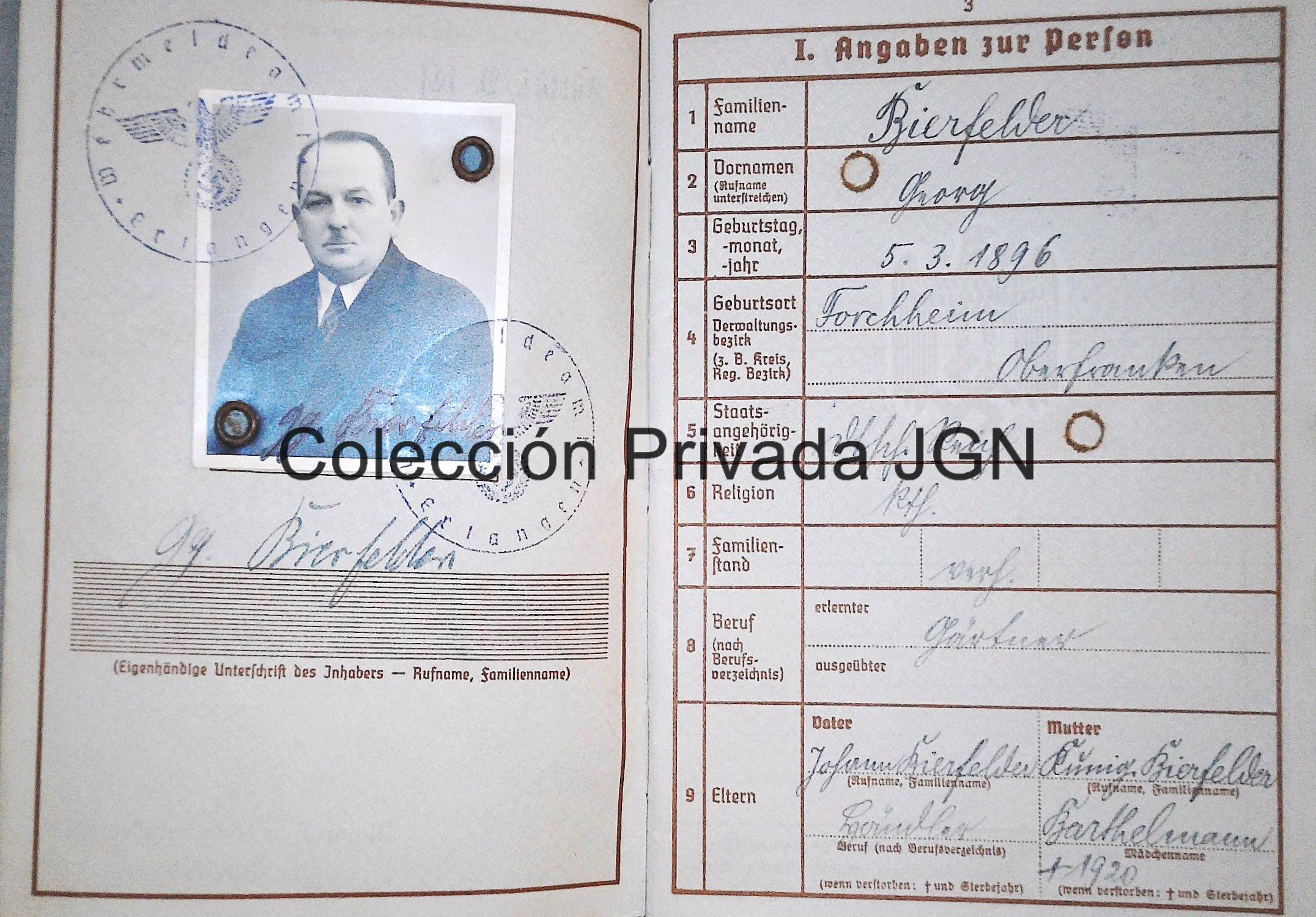 Original WWII German Wehrpass Georg Bierfelder Front Cover