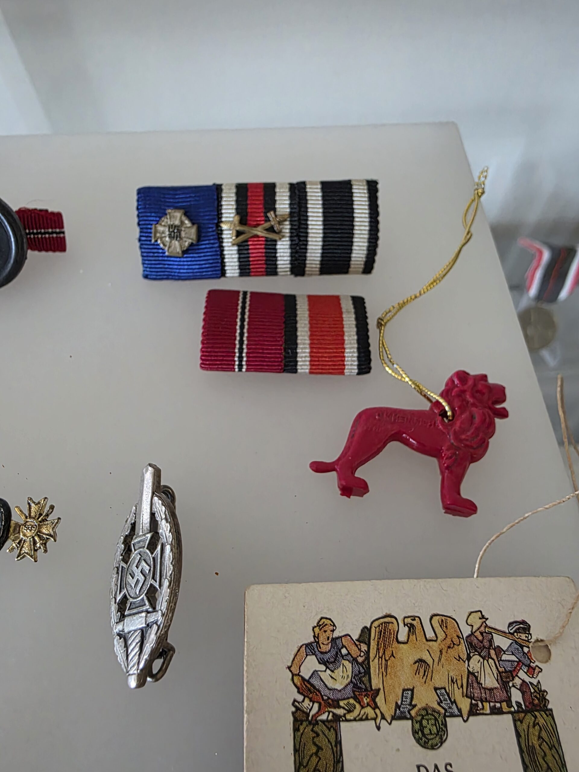Original WWII German Militaria Insignia Lot – RLB, DAF, Ribbon Bars & WHW - Image 8