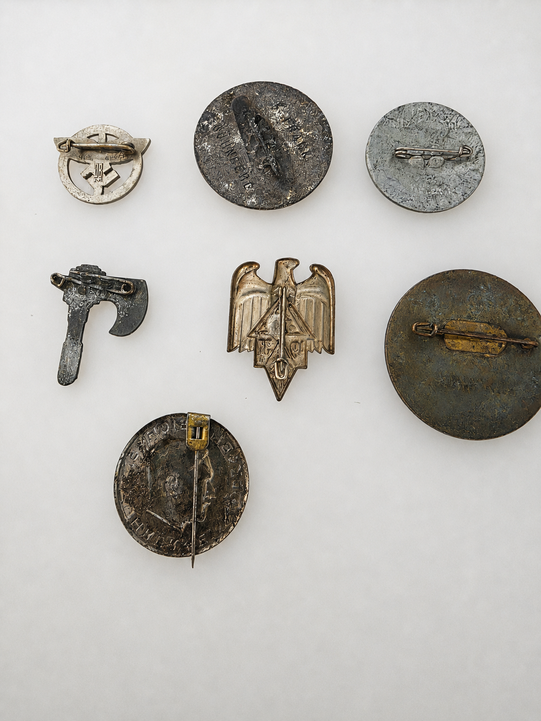 Original WWII German Third Reich Badge Lot – 7 Period Militaria Pieces - Image 2