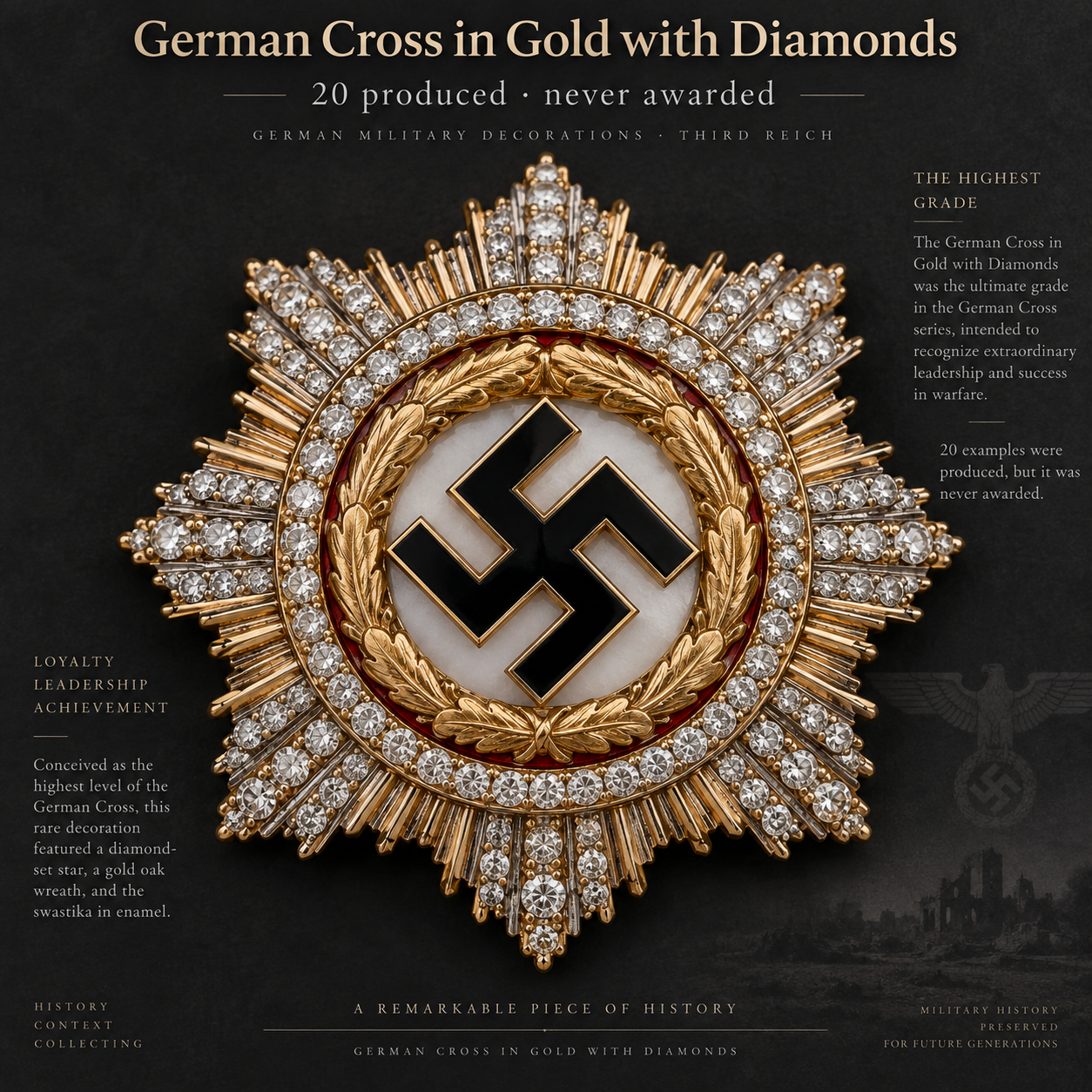 German Cross in Gold with Diamonds German Cross in Gold with Diamonds, rare and valuable Third Reich medal