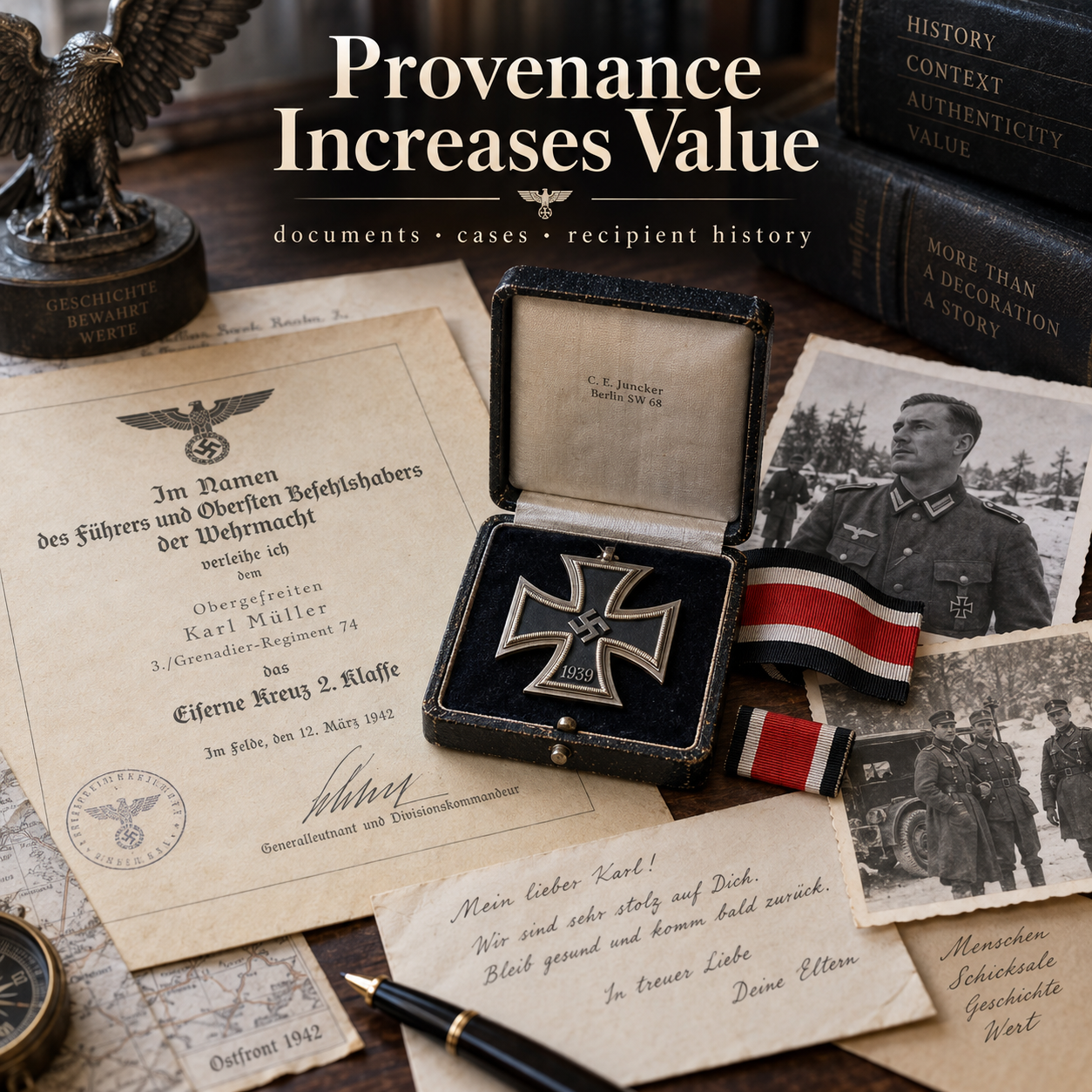 Provenance Increases Value provenance and documents increase the value of rare Third Reich medals