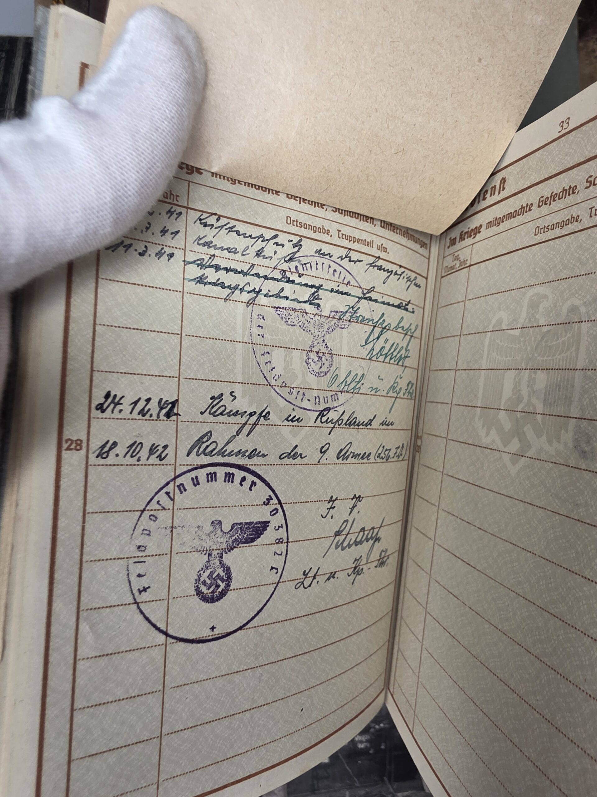 WWII German Wehrpass Group – 256th Infantry Division, Ostmedaille & Death Letter - Image 14