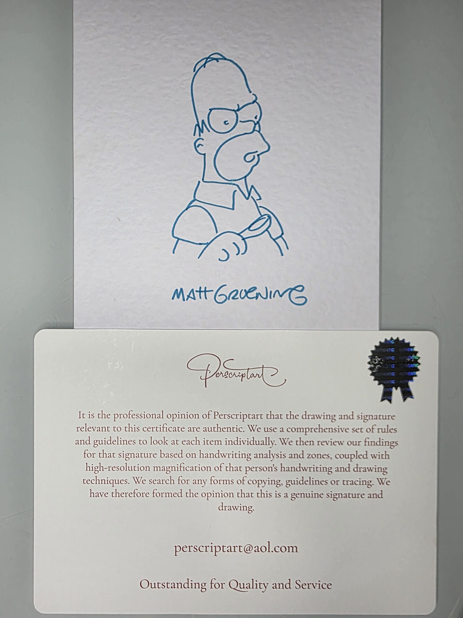 Matt Groening Homer Simpson Drawing – Original Signed Sketch with COA - Image 2