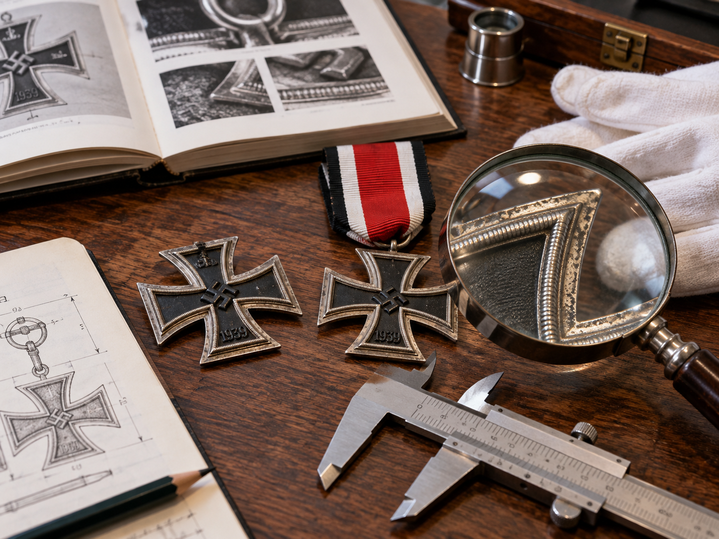 Illustrative WWII German medal display featuring an Iron Cross 1939