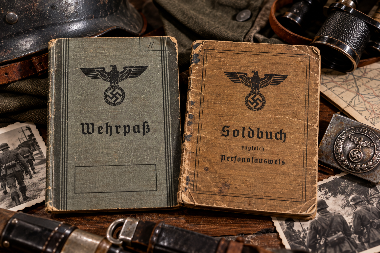 Illustrative Wehrpass vs Soldbuch comparison for WWII German document collectors