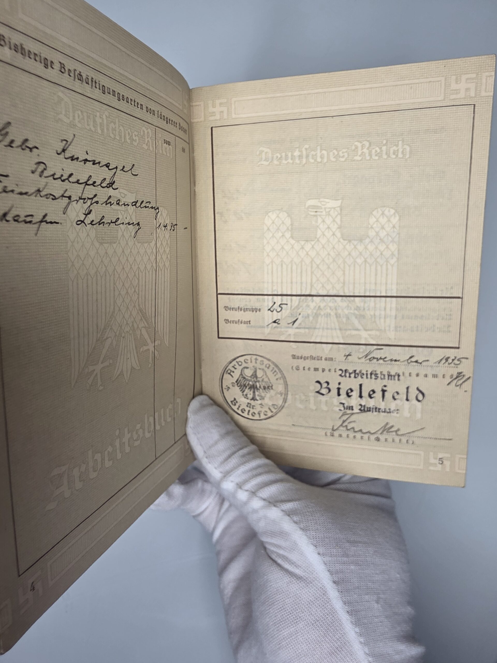 German Arbeitsbuch 1935 – Heinz Ramsbrock, Bielefeld Commercial Apprentice IIWW - Image 4