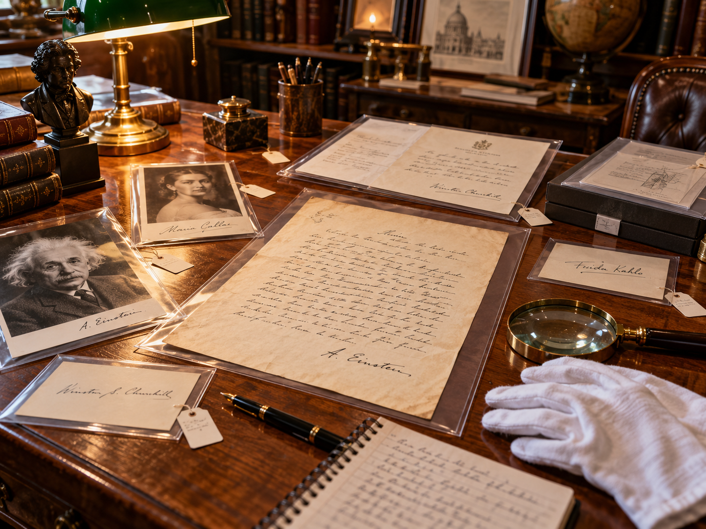 Autograph Document Preservation Illustrative preservation of a historical-style signed document in archival protection